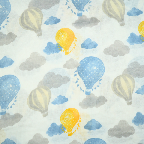 Featherhead FS-513 2PK Swaddle Blanket | Blue & Green Balloon Print | 100% Cotton, 46" x 46"