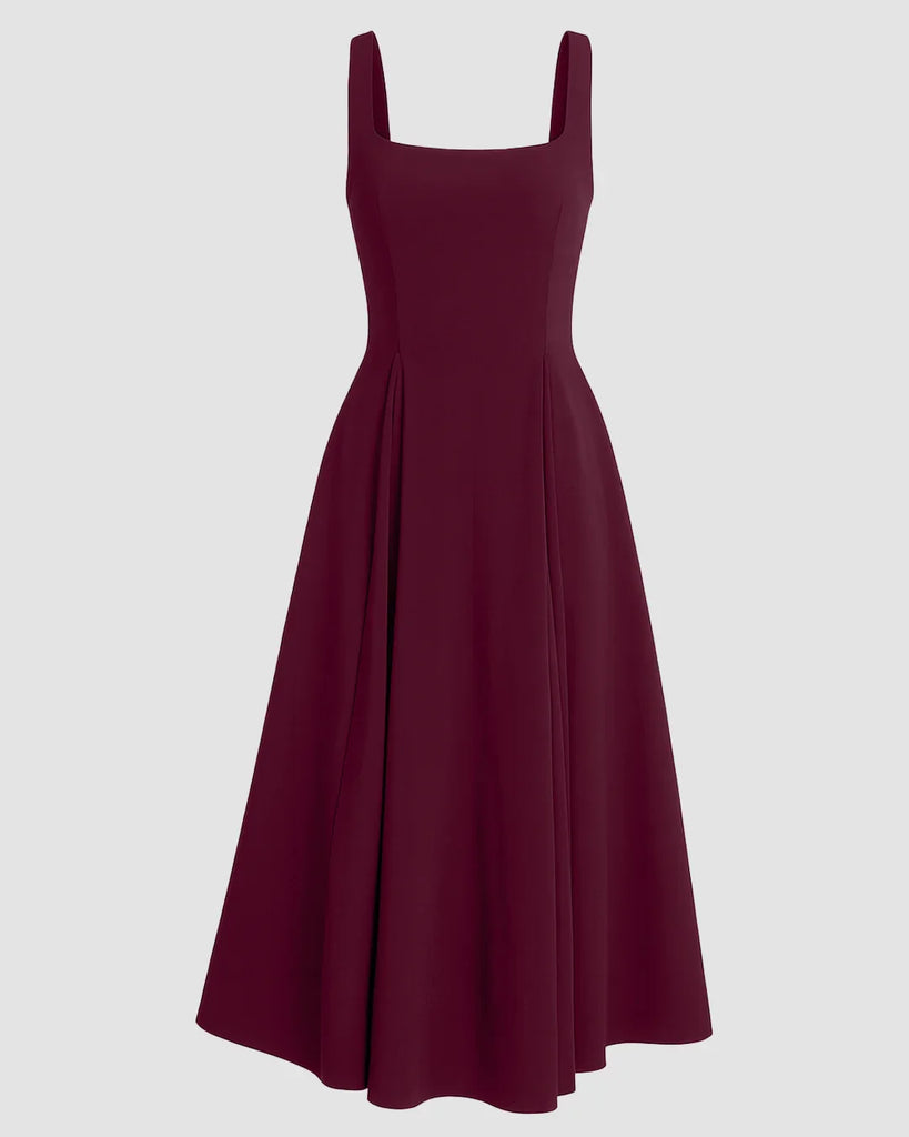 Square_Neck_Fit_Flare_Maxi_Dress_in_Burgundy_1024x1024.jpg Square Neck Fit & Flare Maxi Dress in Burgundy - Image 1